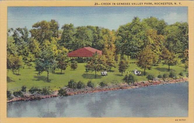 New York Rochester Creek In Genesee Valley Park Curteich