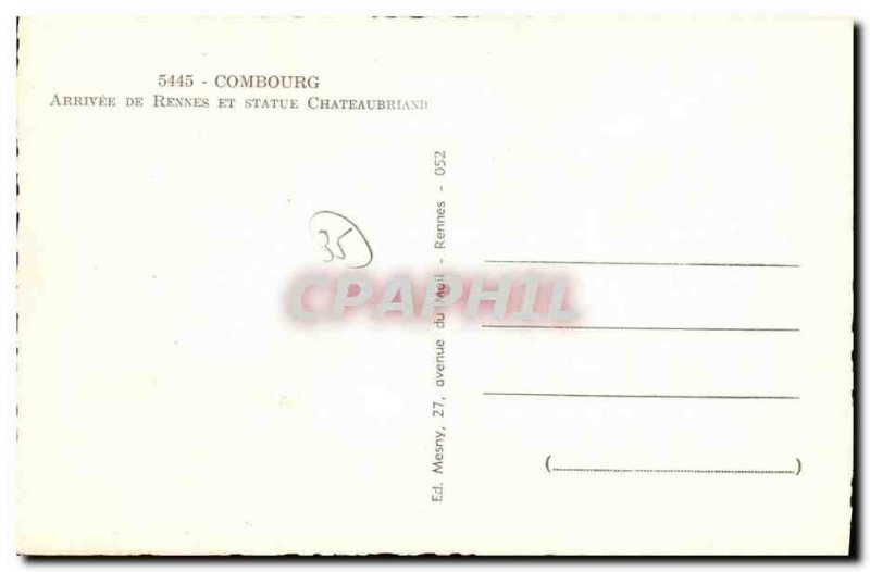 Modern Postcard From Rennes Combourg Arrival And Statue Chateaubriand Hotel d...