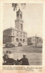 Vintage Postcard 1910's Elm Street Court Square Court House Springfield MA
