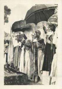 Ethiopia AXUM crown regalia and sacred umbrellas real photo postcard