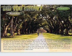 Postcard Did You Know?, Plantation, Louisiana