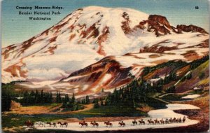 Washington Rainier National Park Horseback Roders Crossing Mazama Ridge