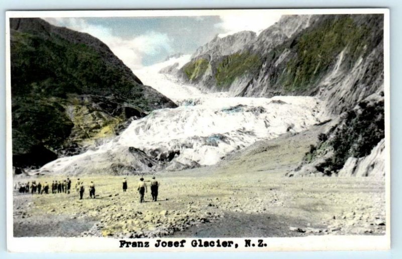 RPPC  FRANZ JOSEF GLACIER, New Zealand NZ ~ Handcolored Photo 1962  Postcard 