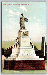 Wheeling West Virginia~Soldiers Monument~Statues~Telephone Pole~c1910 Postcard