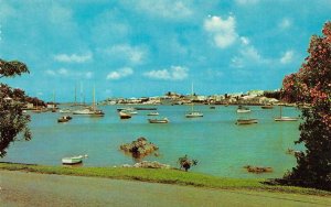 Bermuda  HAMILTON HARBOUR From RED HOLE In PAGET  Sailboats 1964 Chrome Postcard