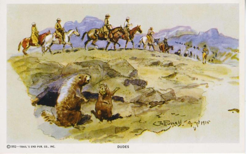 Dudes Charles M. Russell Cowboy Artist CM Trails End Unused Postcard D28