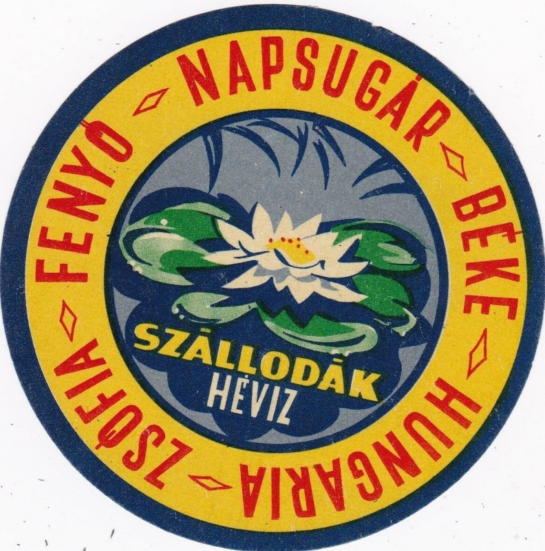 Hungary Heviz Hotels Zsofia Fenyo Napsugar & Beke Vintage Luggage Label sk3716