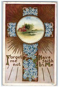 1909 Easter Cross Pansies Flowers House Church Embossed Chicago IL Postcard