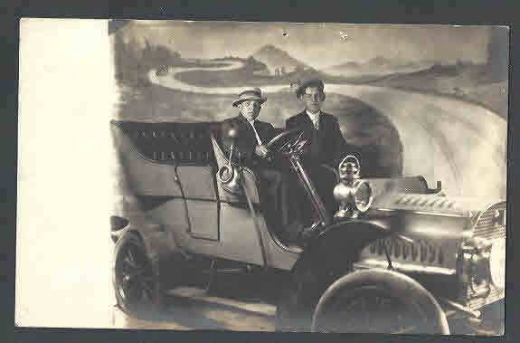 Ca 1930 RPPC* TWO BOYS IN OLD AUTOMOBILE REAL PHOTO MINT