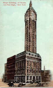 1910s Singer Building New York City New York Postcard