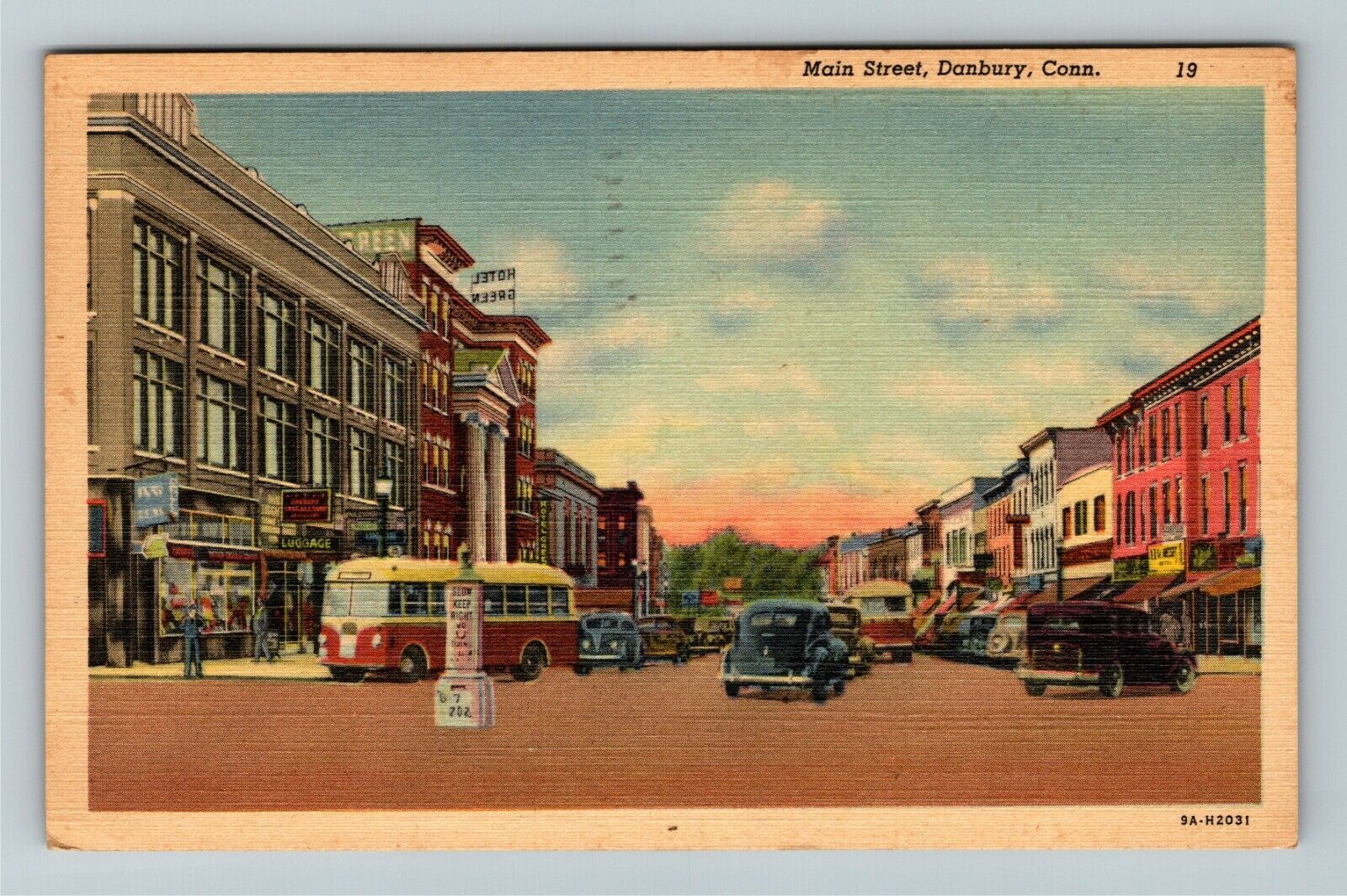 Danbury, CTConnecticut, Main Street View, Hotel Green, Linen c1948