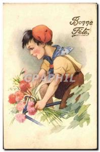 Old Postcard Fantasy Illustrator Child Bonne fete