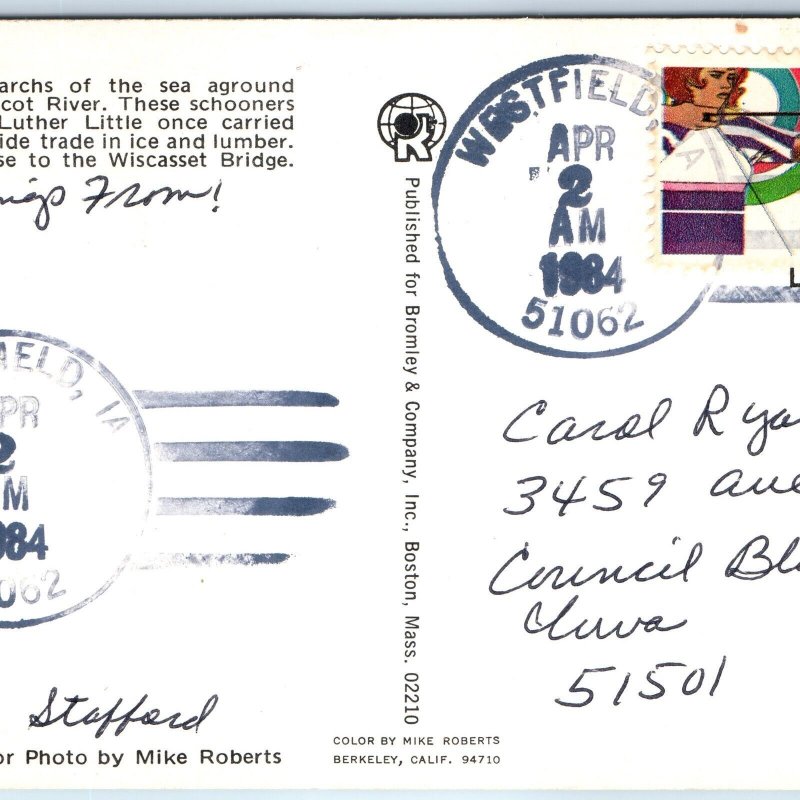 1984 Westfield, IA Post Office Cancel Postcard Town USPO Postal History A268