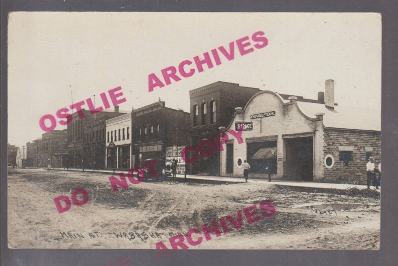 Wabasha MINNESOTA RPPC c1910 MAIN STREET Stores GARAGE Chevrolet