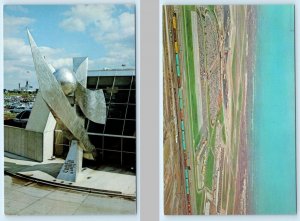 2 Postcards CLEVELAND HOPKINS International Airport, OH~Sculpture C.E. VAN DUZER