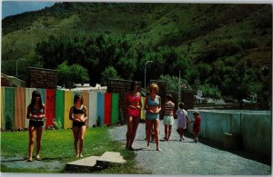 Bikini Girls in Lava Hot Springs Foundation Hwy 30 ID Vintage Postcard B80