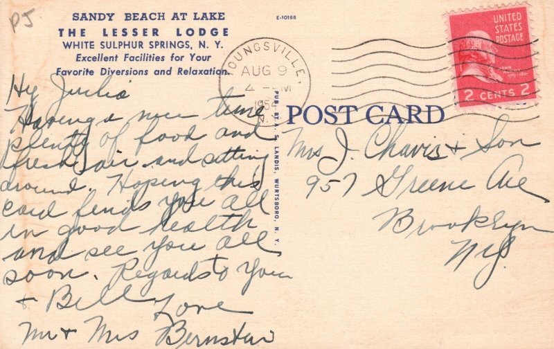 Vintage Postcard 1954 Lake Scene At Lesser Lodge White Sulfur Springs