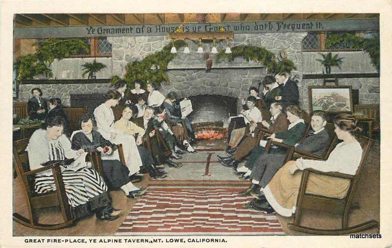 1920s Pasadena Mt Lowe California Fire Place Ye Alpine Tavern  Teich 10391
