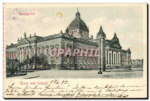 Old Postcard Fancy transparent card Gruss aus Leipzig Reichsgericht