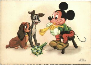 PC DISNEY, MICKEY MOUSE, LADY AND THE TRAMP, Vintage Postcard (b28708)