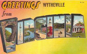 C57/ Wytheville Virginia Postcard Linen Large Letter Greetings from Wytheville