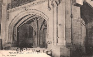 Vintage Postcard Fuenterrabia Interior de La Iglesia Catholic Hondarribia Spain