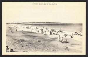 Block Island RI Bathing Beach Postcard 1950s