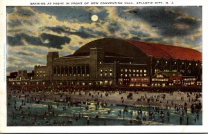 New Jersey Atlantic City Bathing At Night In Front Of New Convention Hall 1930