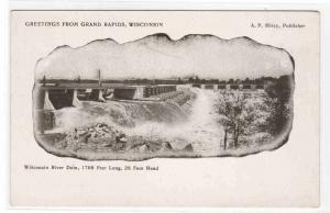 Wisconsin River Dam Grand Rapids WI 1910c postcard