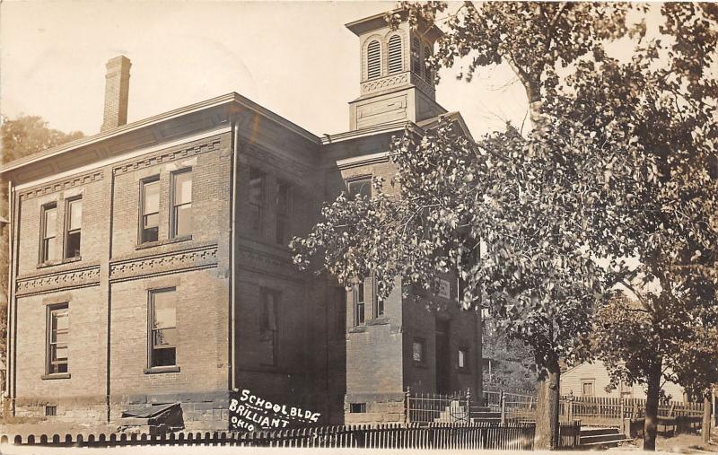 E94/ Brilliant Ohio RPPC Postcard Jefferson Co 1911 School Building 3