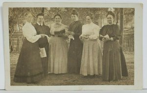 Rppc Group Of Women c1910 Watchword in Hand Postcard O4