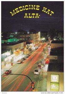 Night View, Birdseye Street View of Automobile Lights on 3rd Street, Medicine...