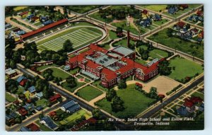 EVANSVILLE, Indiana IN Aerial BOSSE HIGH SCHOOL Enlow Field Football  Postcard