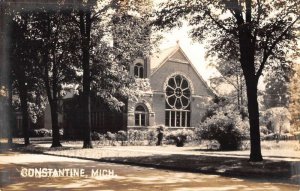 Constantine Michigan Church Real Photo Vintage Postcard AA54563