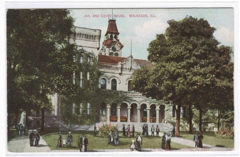 Court House Jail Waukegan Illinois 1910c postcard