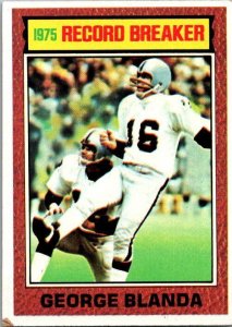 1976 Topps Football Card '75 Record Breaker George Blanda Oakland Raider...