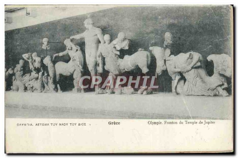 Greece Old Postcard Olymoue Pediment of the Temple of Jupiter