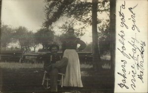 Man & Woman Husband Wife - Cherry Creek NY Cancel 1911 Real Photo Postcard