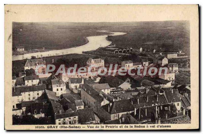 Postcard Old Gray View Of The Meadow And The Saone