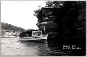 Vtg Lower Dells Wisconsin WI Hawk's Bill Tourist Boat RPPC Real Photo Postcard