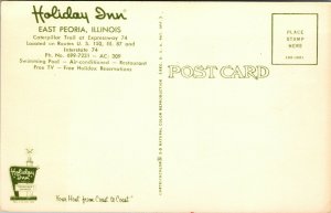 Vtg 1960s East Peoria Illinois IL Holiday Inn Swimming Pool Side Postcard