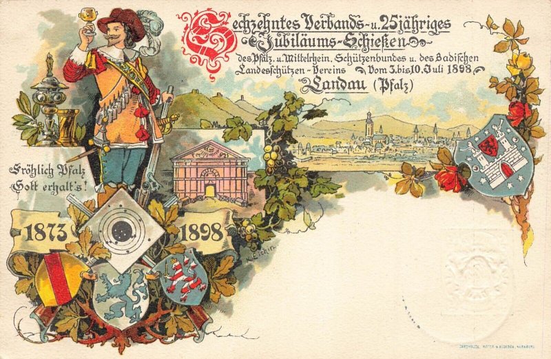 Landau Germany~Middle Rhine-Baden State Shooting 25th Anniversary~1898 POSTCARD