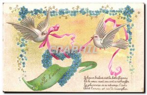 Fancy Old Postcard Doves je t & # 39aime The burning kiss c & # 39est beautif...