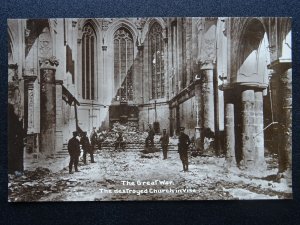 WW1 THE GREAT WAR The Destroyed Church in Vise, Belgium - Old RP Postcard