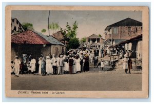 1938 Jacmel Haiti,  Vendredi Saint Le Calvaire Crowded People Vintage Postcard