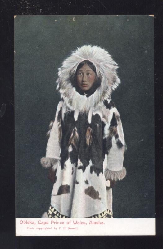 OBLEKA CAPE PRINCE OF WALES ALASKA ESKIMO GIRL ANTIQUE VINTAGE POSTCARD