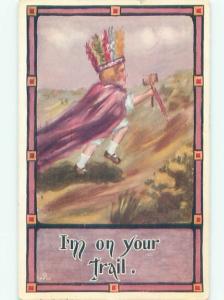 Pre-Linen CHILD DRESSED AS NATIVE INDIAN AC1710