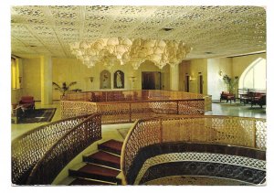 Iran Isfahan Shah Abbas Hotel Interior 10R Stamp postcard Air Mail to US 1972