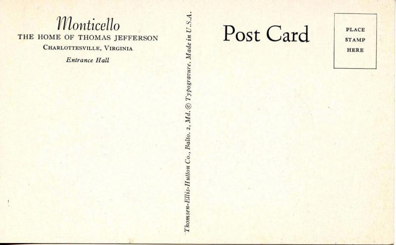 VA - Charlottesville. Monticello, Entrance Hall