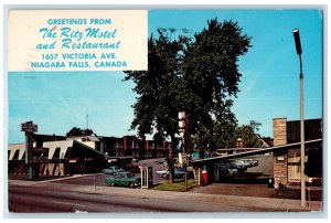 1974 Greetings from The Ritz Motel and Restaurant Niagara Falls Canada Postcard